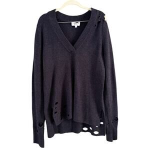 Feel The Piece Terre Jacobs Sweater Navy Blue Wool Alpaca Distressed One Size